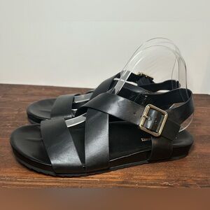 Elizabeth and‎ James, Black strappy sandals with buckle Size 9